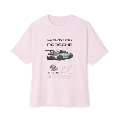 Elevate Your Drive Unisex Oversized Boxy Tee - Porsche GT3RS Graphic T-Shirt - CreativeRino