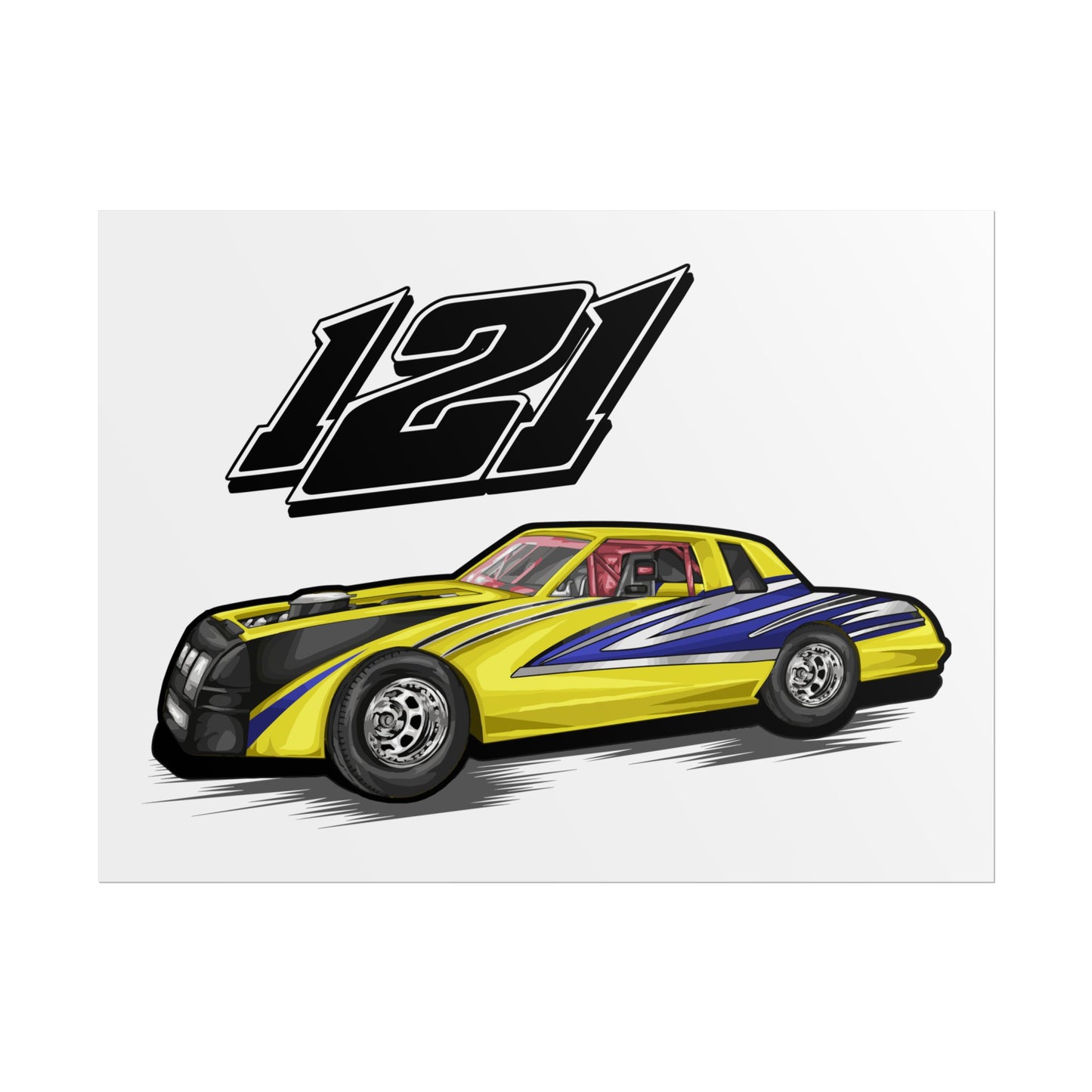 Racing Car Artwork Poster - Vibrant 121 Design for Auto Enthusiasts - CreativeRino
