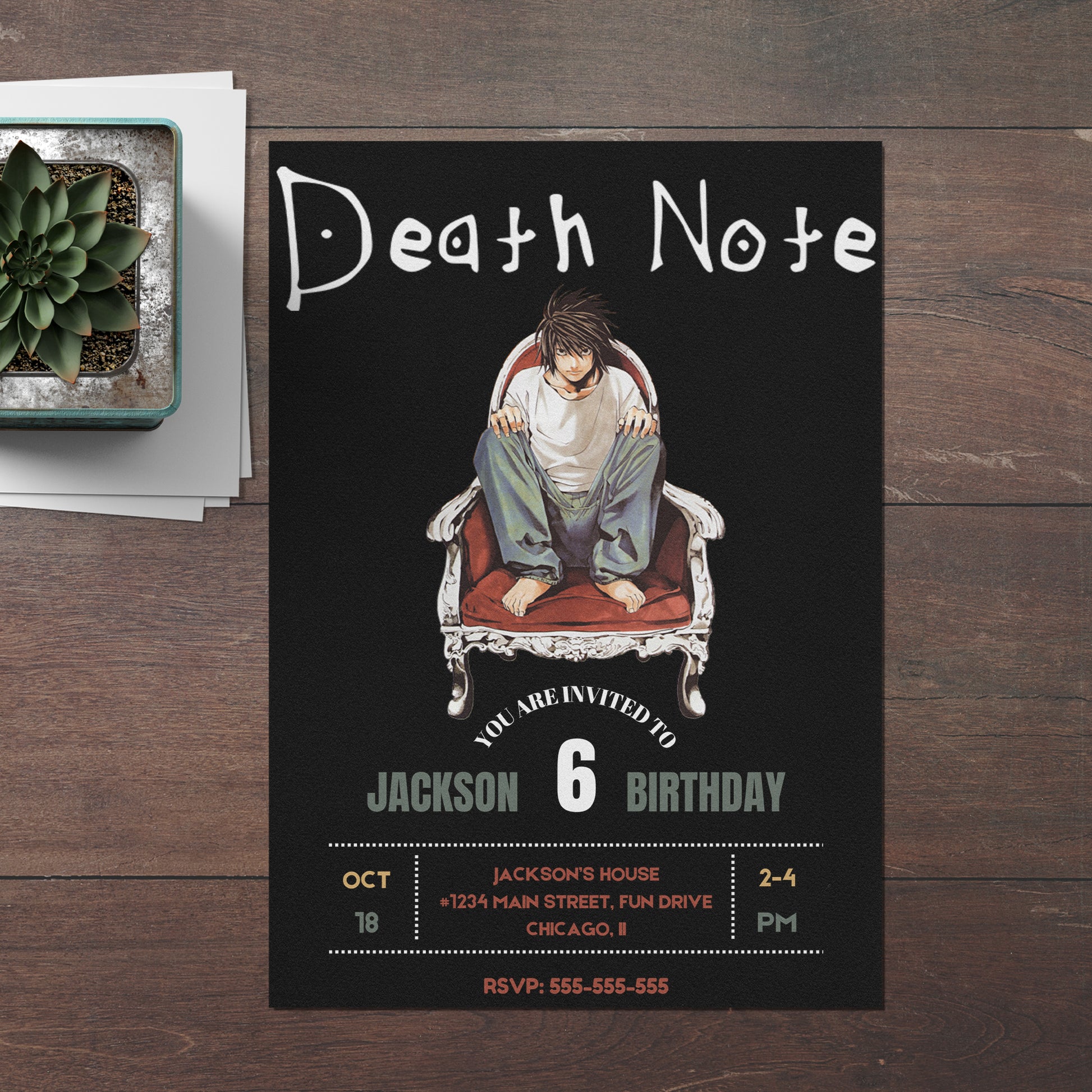 Death Note Birthday Invitation Template - CreativeRino