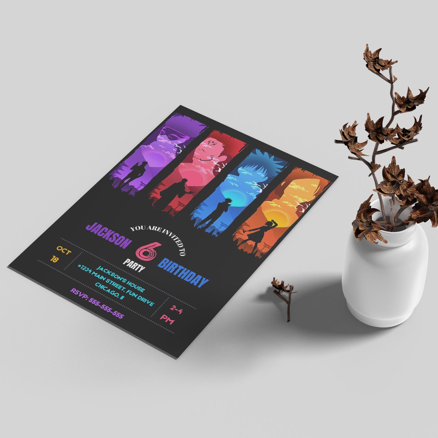 Jujutsu Kaisen Birthday Invitation Template - CreativeRino