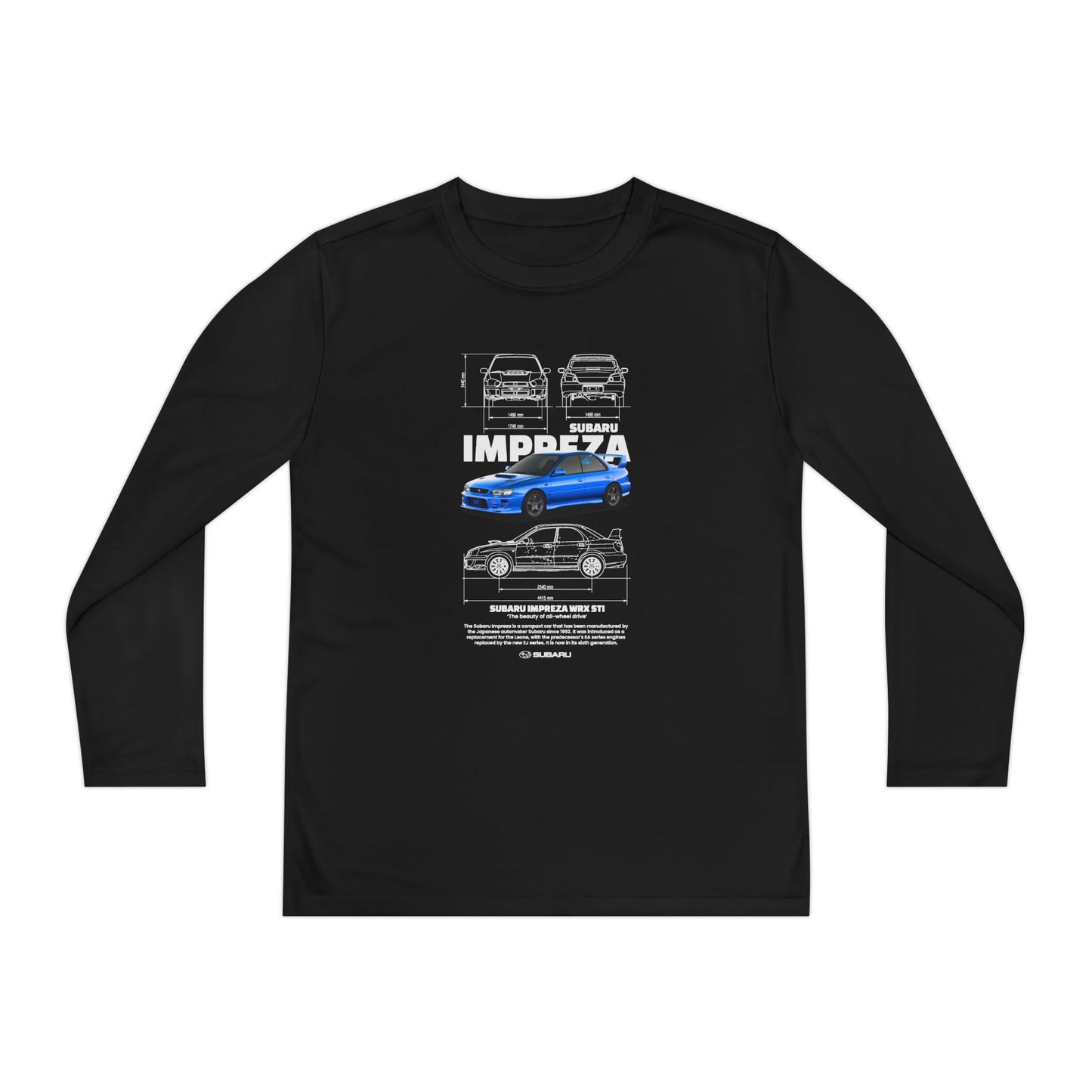 Subaru Impreza Youth Long Sleeve Tee - Coo l Car Design for Young Automotive Enthusiasts - CreativeRino