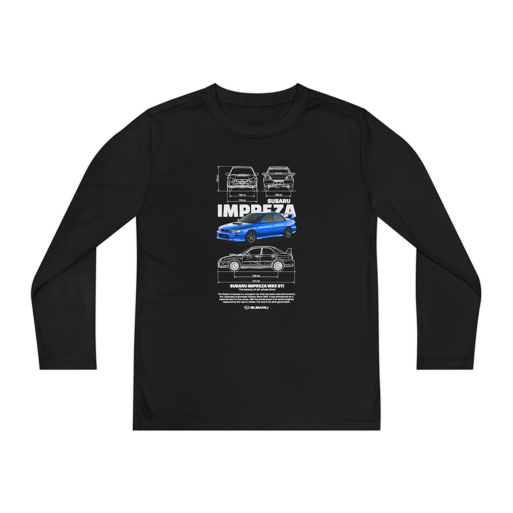 Subaru Impreza Youth Long Sleeve Tee - Coo l Car Design for Young Automotive Enthusiasts - CreativeRino