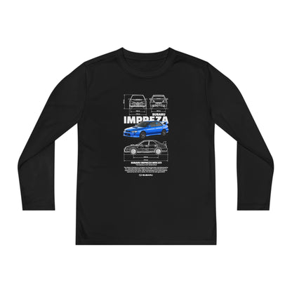 Subaru Impreza Youth Long Sleeve Tee - Coo l Car Design for Young Automotive Enthusiasts - CreativeRino