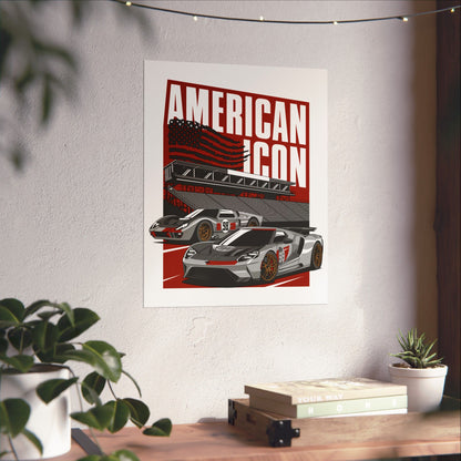 American Icon Matte Vertical Poster - Racing Car Art for Enthusiasts - CreativeRino