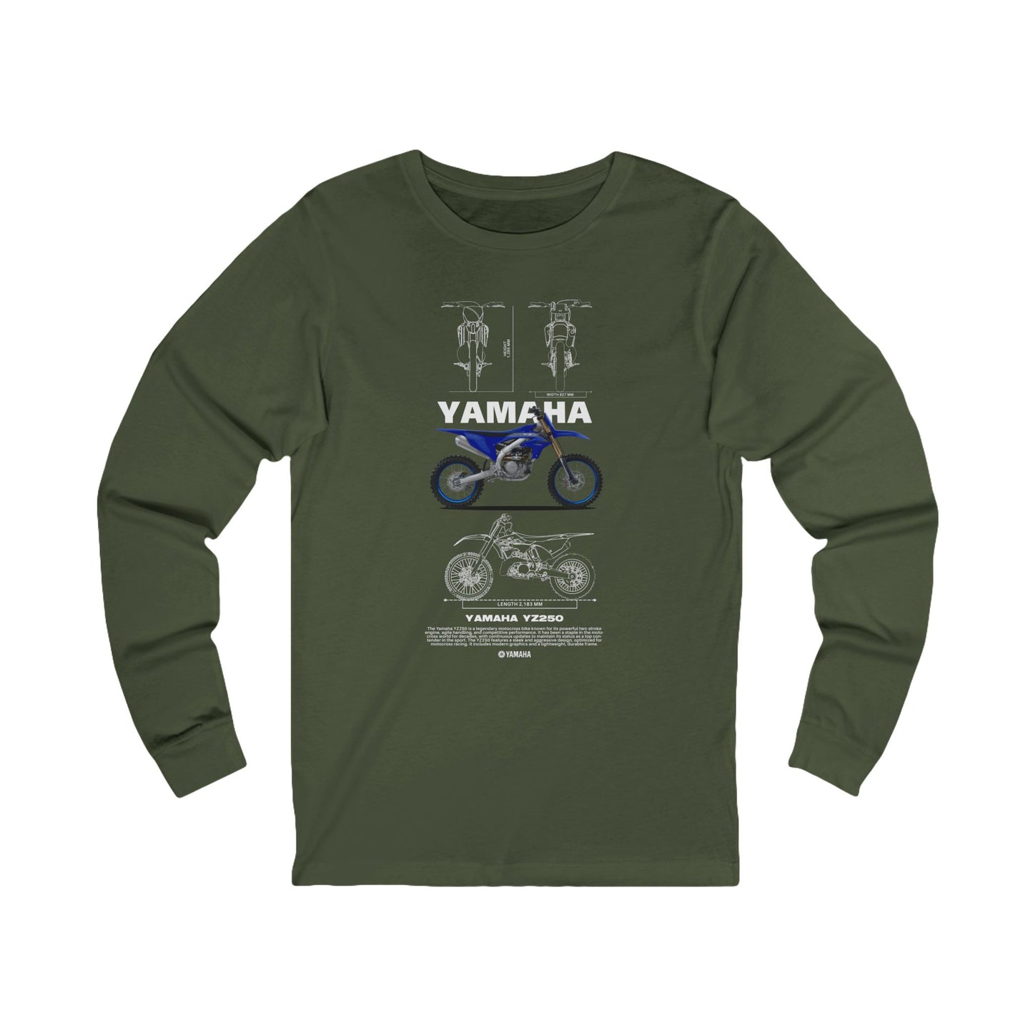 Yamaha YZ250 Motorcycle Long Sleeve Tee - Unisex Casual Apparel - CreativeRino
