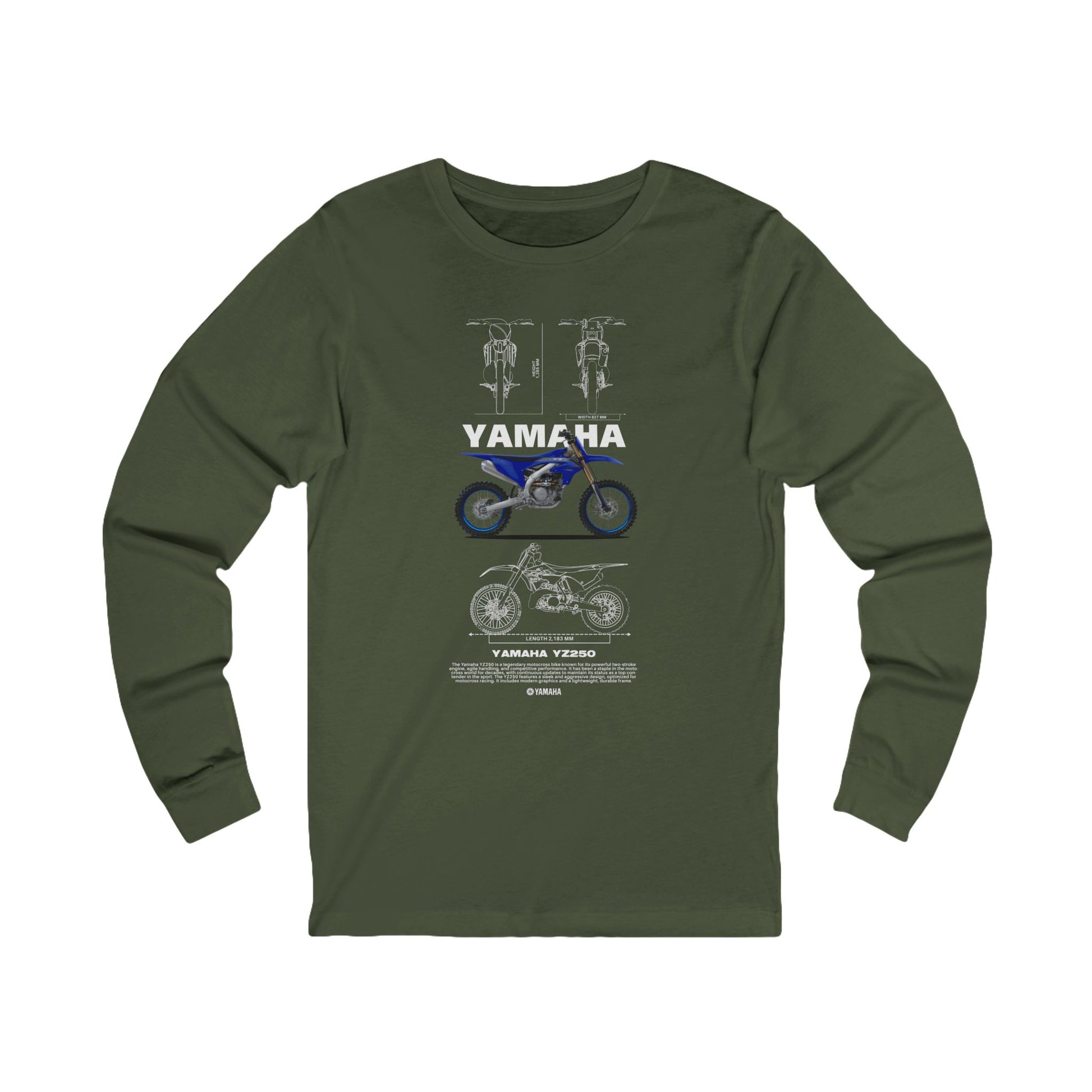 Yamaha YZ250 Motorcycle Long Sleeve Tee - Unisex Casual Apparel - CreativeRino