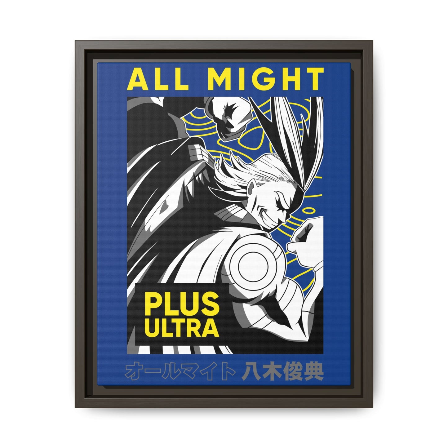 All Might Plus Ultra Canvas Wall Art - Framed Manga Poster for Anime Fans - CreativeRino