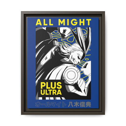 All Might Plus Ultra Canvas Wall Art - Framed Manga Poster for Anime Fans - CreativeRino