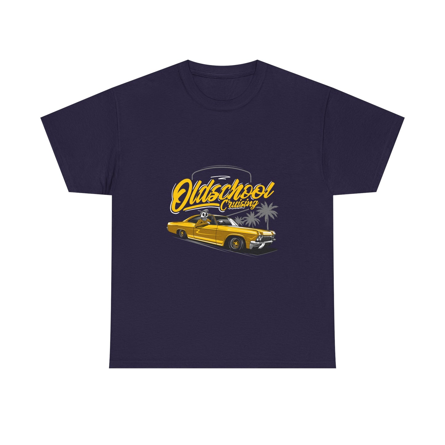 Retro Car Unisex Heavy Cotton Tee - "Oldschool Cruisin'" T-shirt Design - CreativeRino