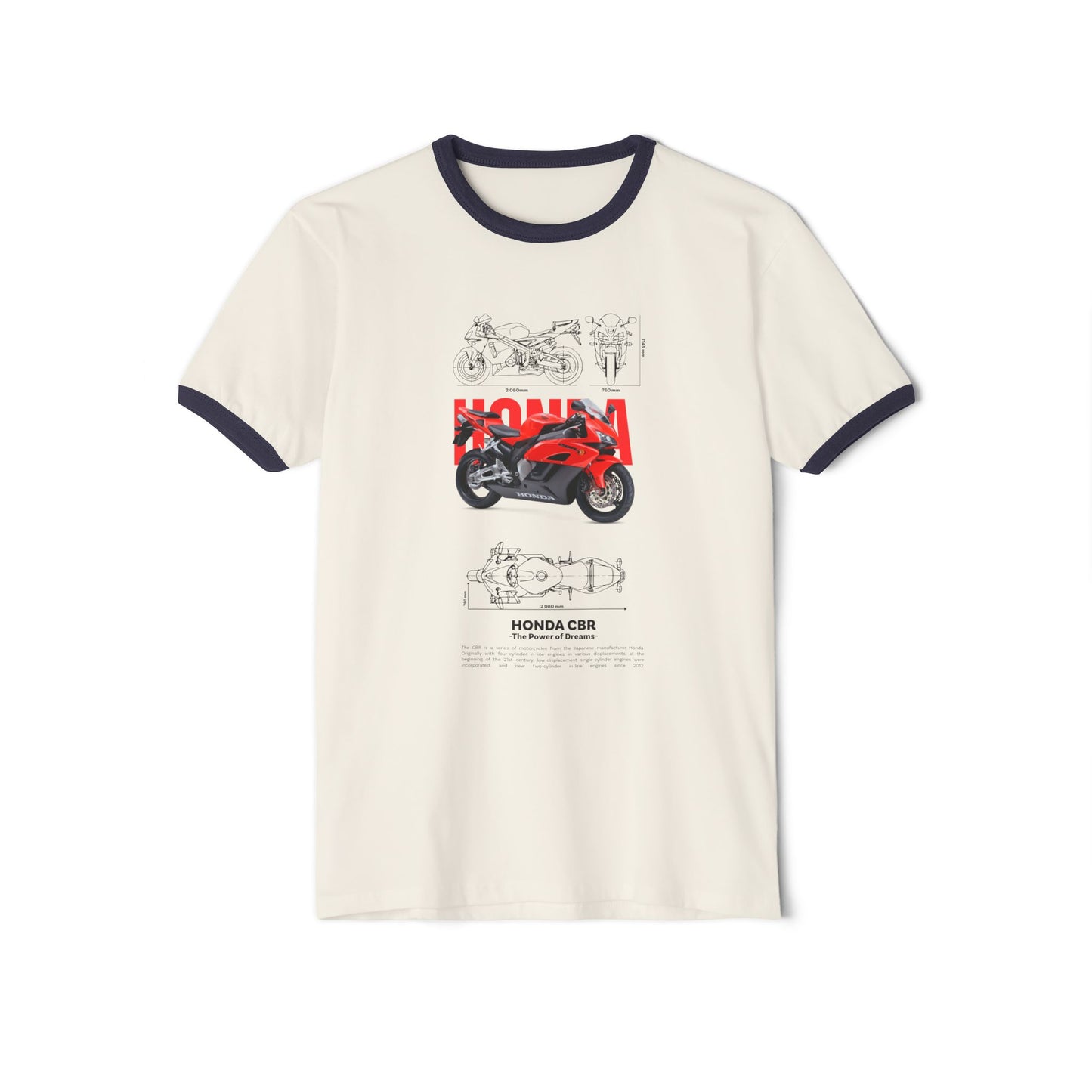 Honda CBR Unisex Cotton Ringer T-Shirt - Perfect for Motorcycle Enthusiasts - CreativeRino