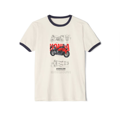 Honda CBR Unisex Cotton Ringer T-Shirt - Perfect for Motorcycle Enthusiasts - CreativeRino