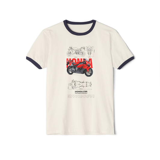 Honda CBR Unisex Cotton Ringer T-Shirt - Perfect for Motorcycle Enthusiasts - CreativeRino