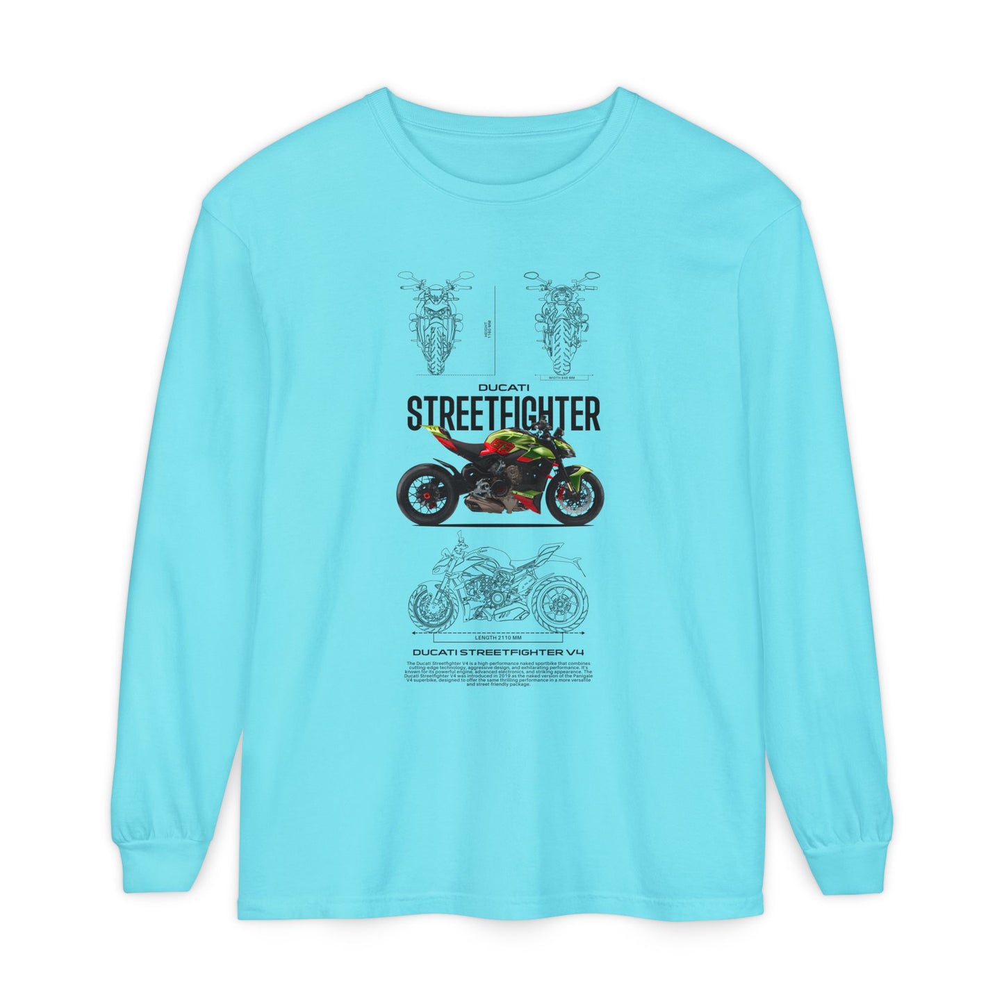 Ducati Streetfighter Long Sleeve T-Shirt - Retro Motorcycle Graphic T-shirt - CreativeRino