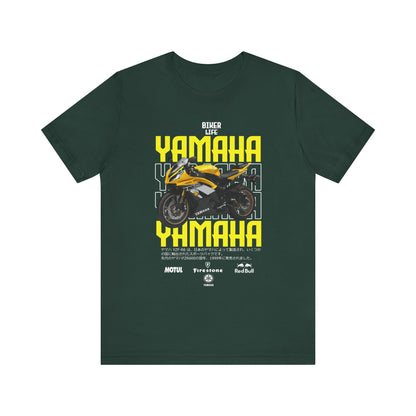 Yamaha Motorcycle Lovers Tee - Bold Biker Graphic Short Sleeve T-Shirt - CreativeRino