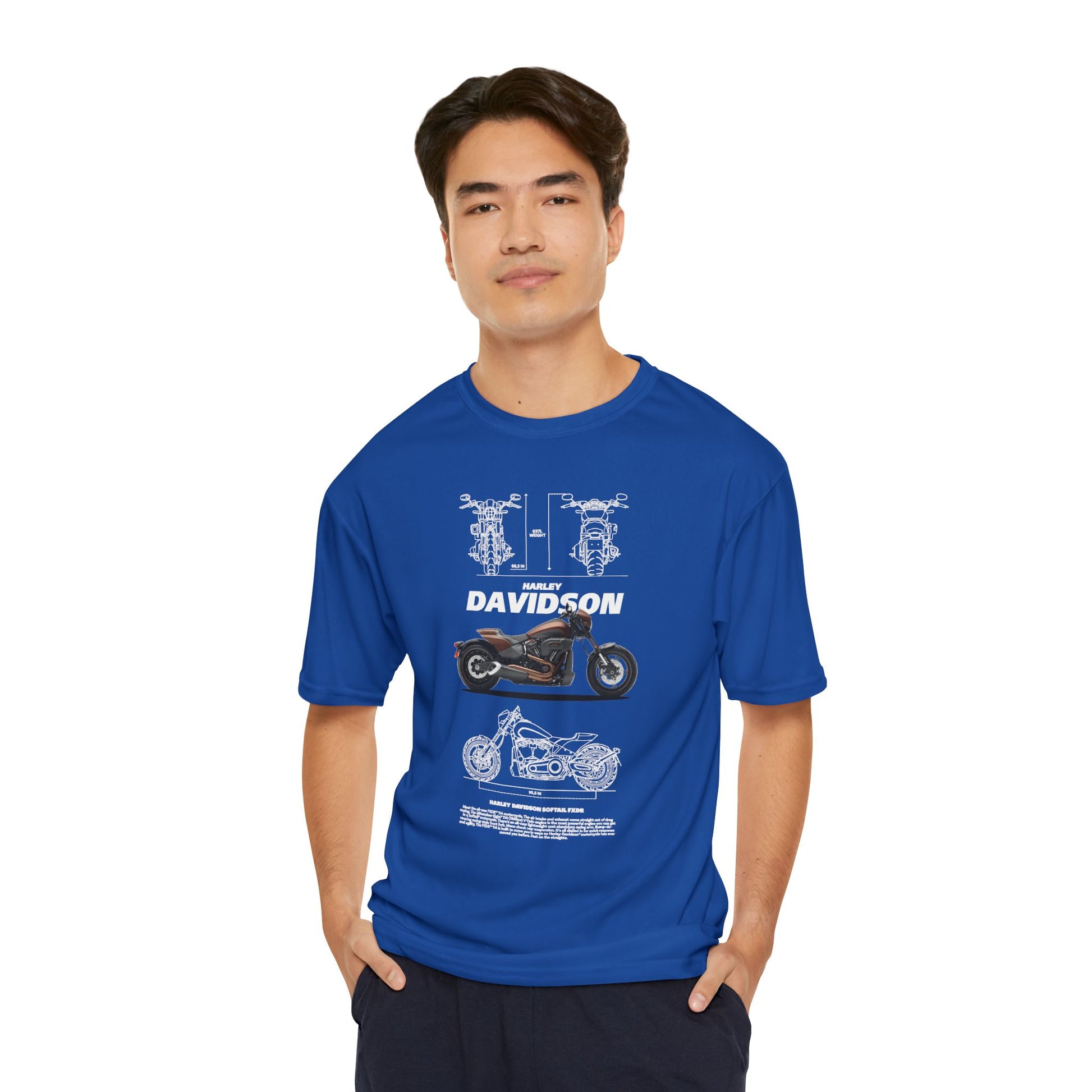 Harley Davidson Softail FXDR Men's Performance T-Shirt - Stylish Motorcycle & Mechanics Design - CreativeRino