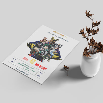 My hero Academia Birthday Invitation Template - CreativeRino