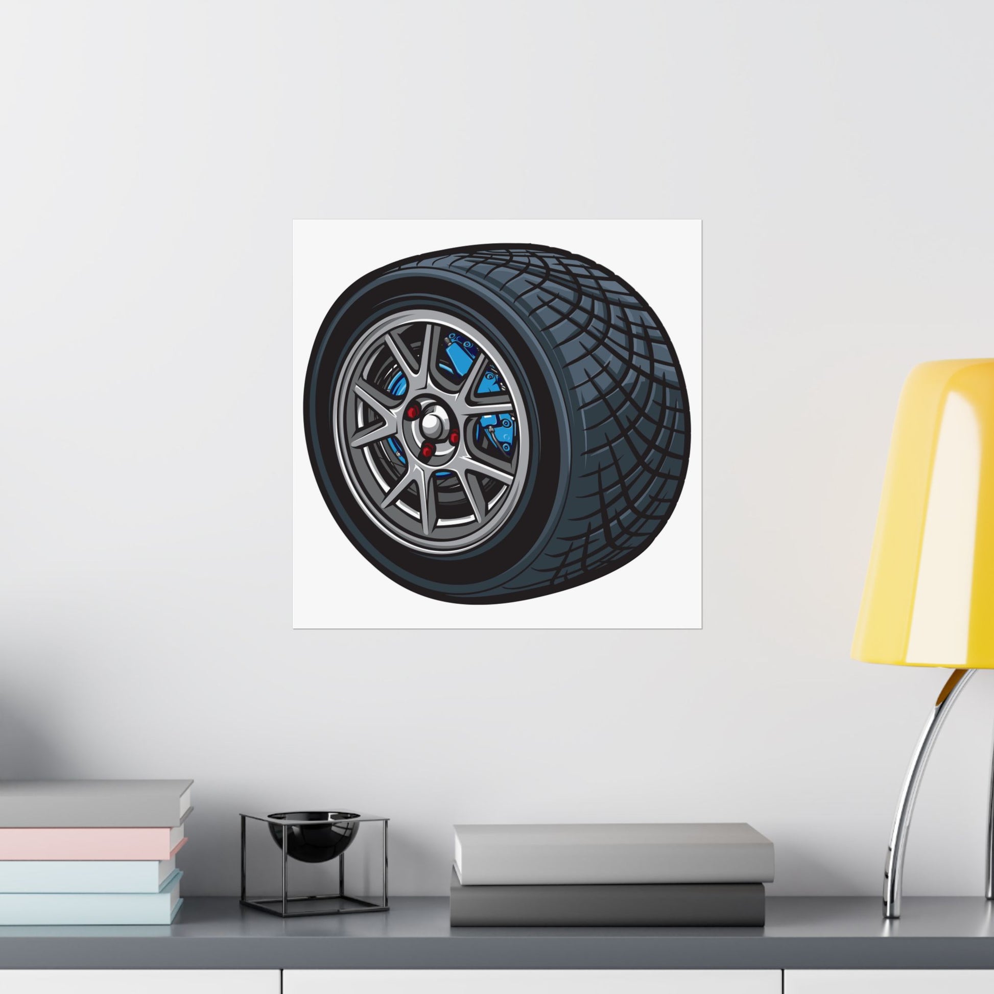 Race Car Tire Matte Square Poster | Perfect poster for Auto Enthusiasts and Garage Decor - CreativeRino