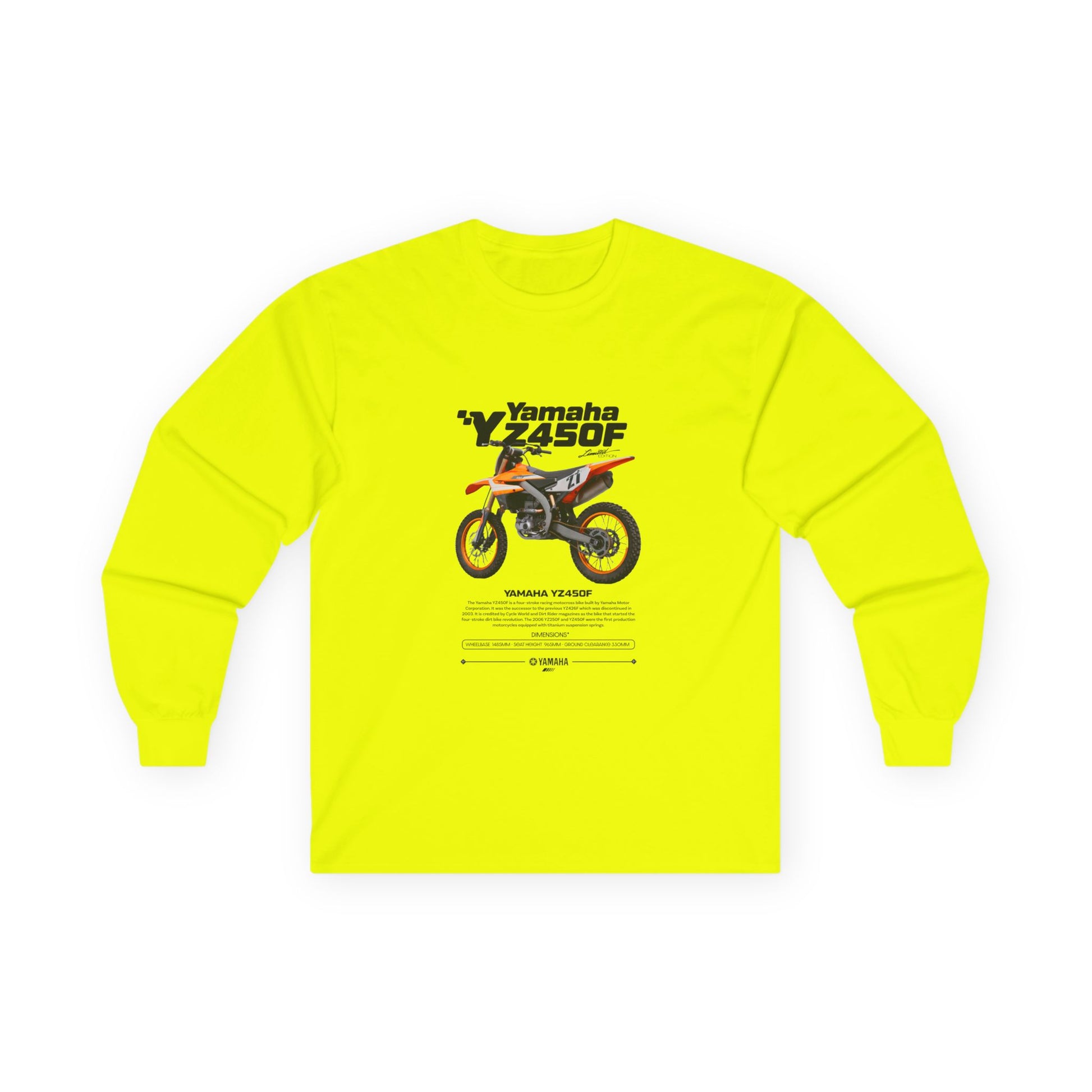 Yamaha YZ450F Long Sleeve Tee - Racing Enthusiast Apparel Motorcycle T-shirt - CreativeRino