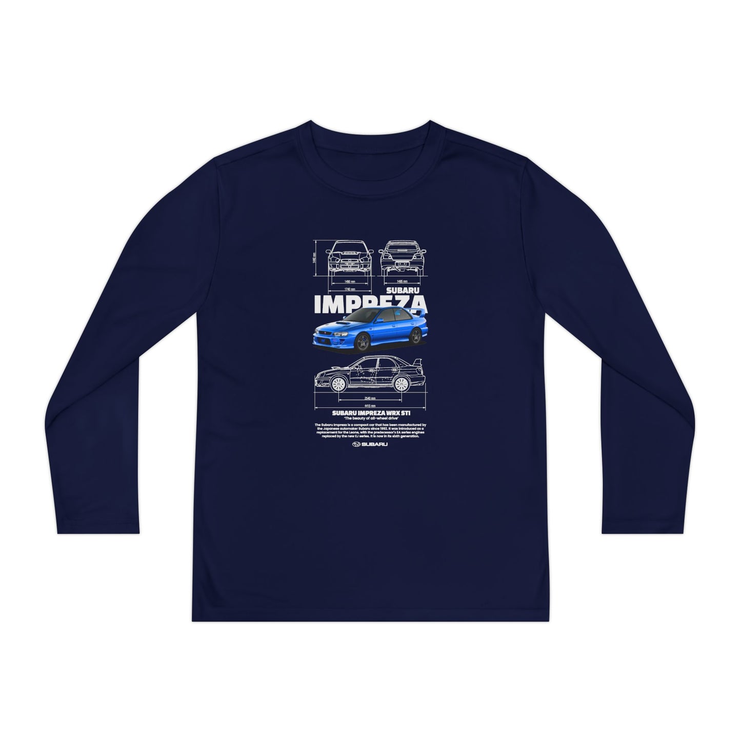 Subaru Impreza Youth Long Sleeve Tee - Coo l Car Design for Young Automotive Enthusiasts - CreativeRino