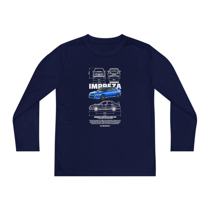 Subaru Impreza Youth Long Sleeve Tee - Coo l Car Design for Young Automotive Enthusiasts - CreativeRino