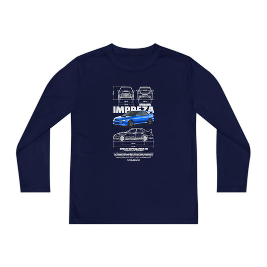 Subaru Impreza Youth Long Sleeve Tee - Coo l Car Design for Young Automotive Enthusiasts - CreativeRino