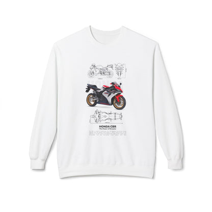 Honda CBR Motorcycle Graphic Crewneck Sweatshirt | Unisex Midweight Fleece - CreativeRino
