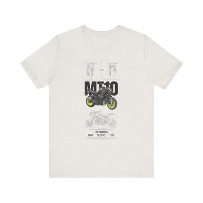 Yamaha MT 10 Motorcycle Tee - Unisex Jersey Short Sleeve T-shirt for Riders - CreativeRino