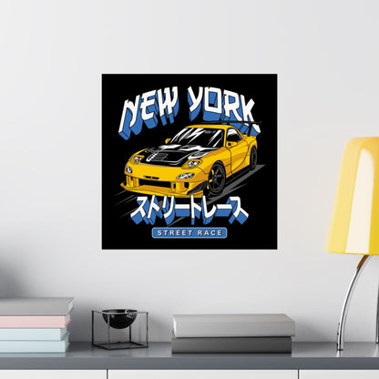 New York Street Race Matte Square  Poster - Vibrant Car Art for Auto Enthusiasts - CreativeRino