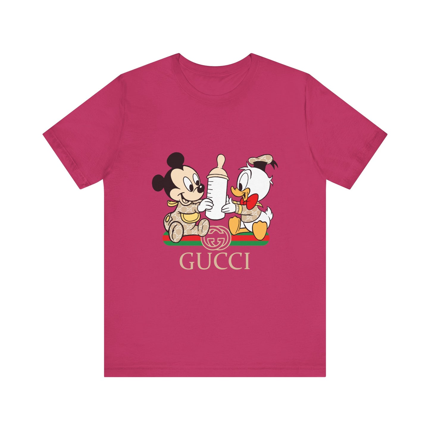 Cute Baby Mickey Mouse and Donald Duck Character Tee - Gucci Inspired Unisex Short Sleeve T-shirt - CreativeRino
