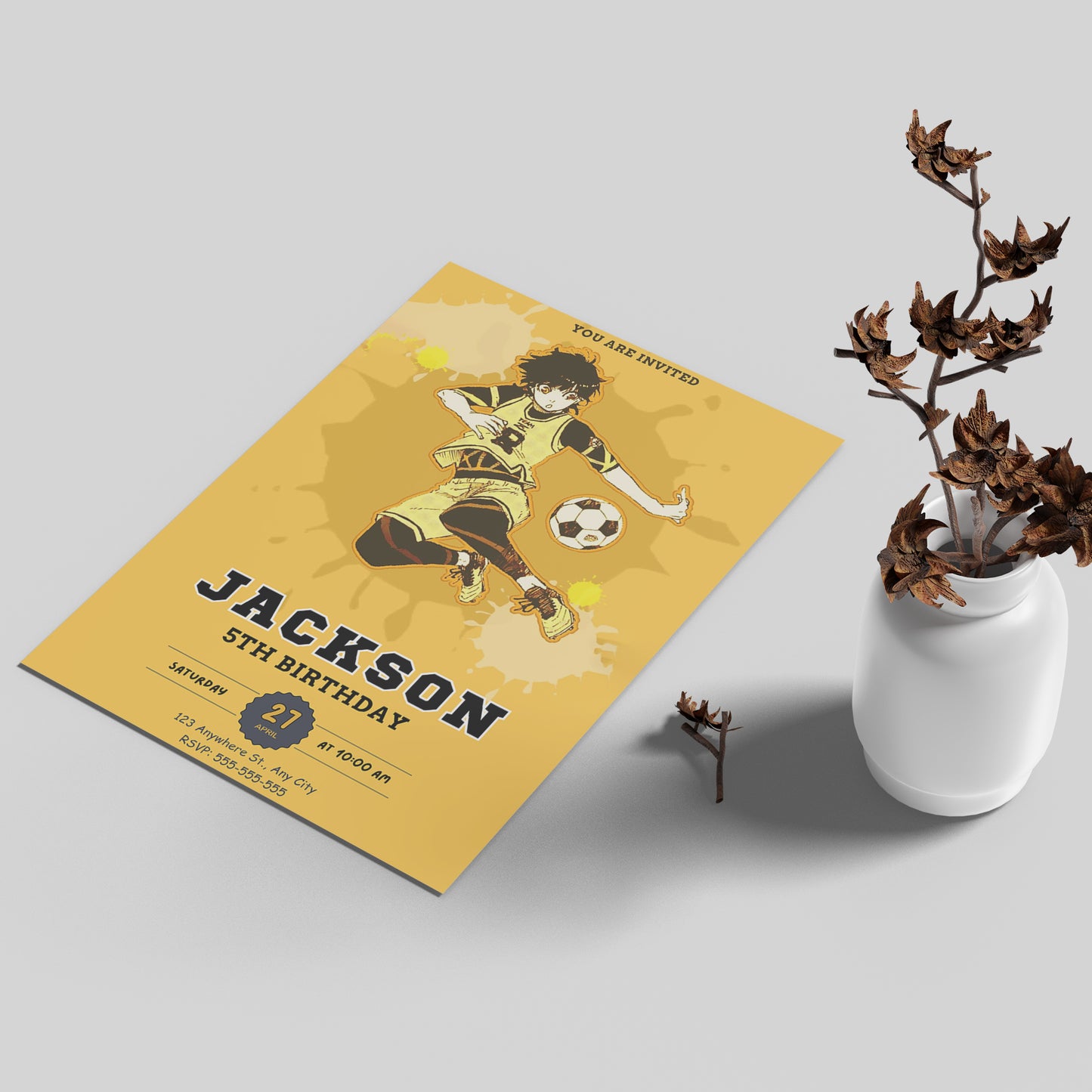 Blue Lock Birthday Invitation Template - CreativeRino