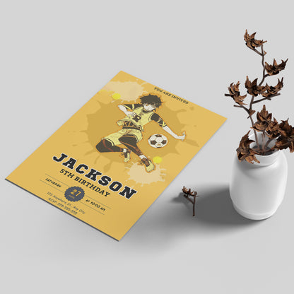 Blue Lock Birthday Invitation Template - CreativeRino