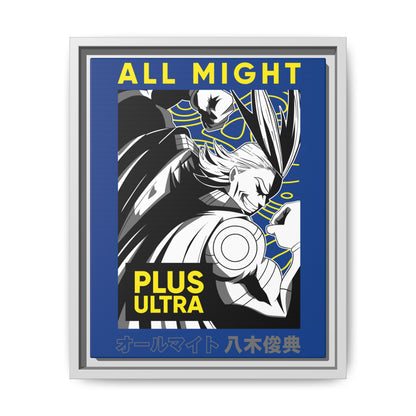 All Might Plus Ultra Canvas Wall Art - Framed Manga Poster for Anime Fans - CreativeRino