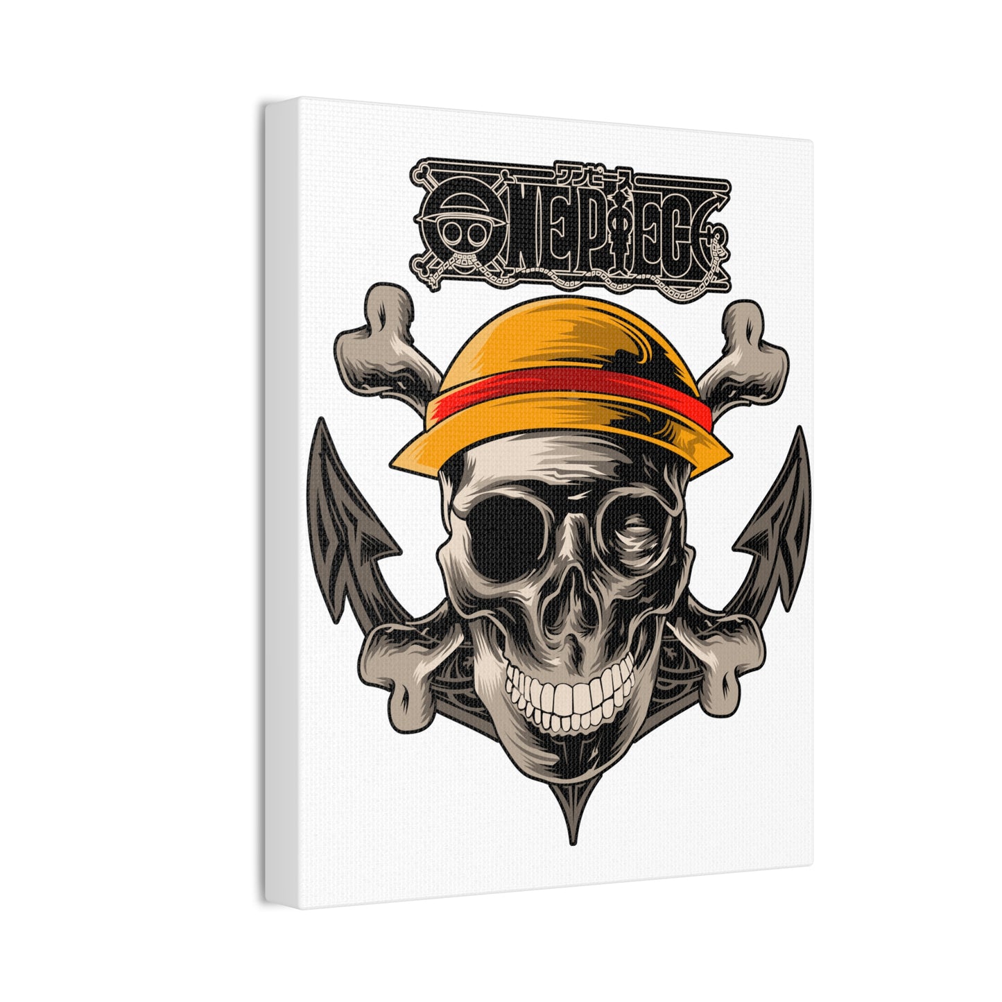 One Piece Pirate Canvas Art Print - Skull and Crossbones Design - CreativeRino