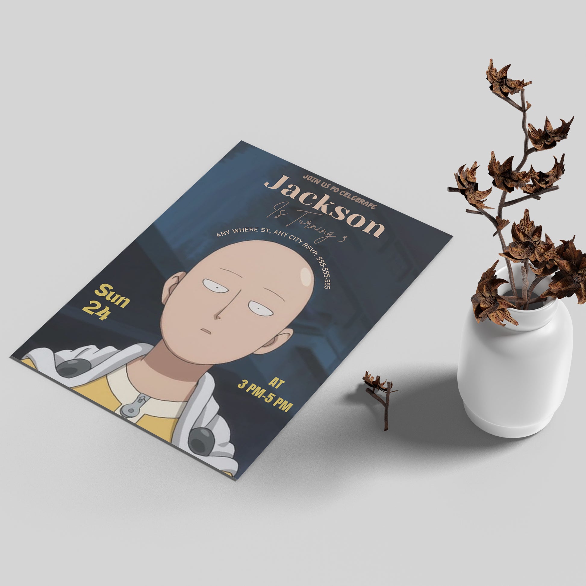 One Punch Man Birthday Invitation Template - CreativeRino