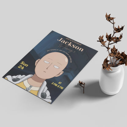 One Punch Man Birthday Invitation Template - CreativeRino