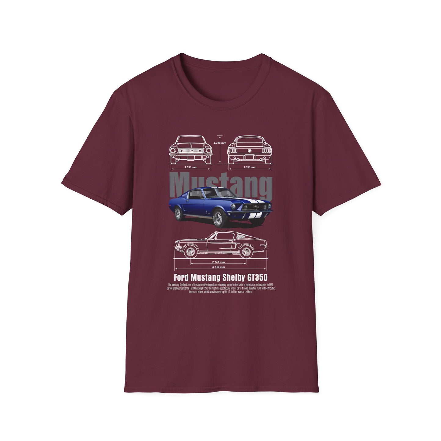 Ford Mustang Shelby GT350 Unisex Softstyle T-Shirt - Car Lovers Tee - CreativeRino