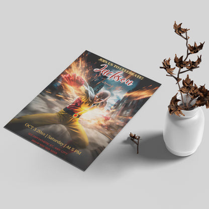 One Punch Man Birthday Invitation Template - CreativeRino