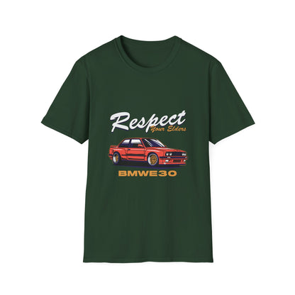 Respect Your Elders BMW E30 Unisex Softstyle T-Shirt - CreativeRino