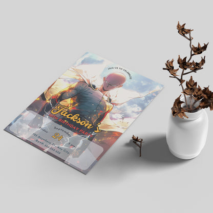 One Punch Man Birthday Invitation Template - CreativeRino