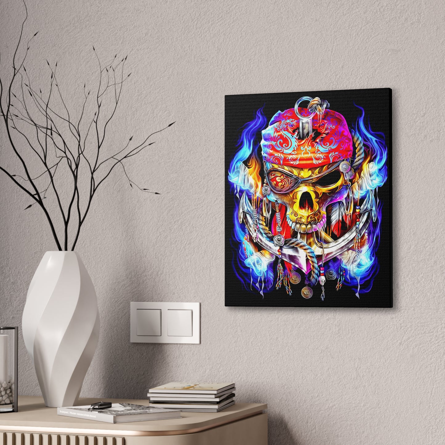 Calavera Pirata Canvas Wall Art - CreativeRino