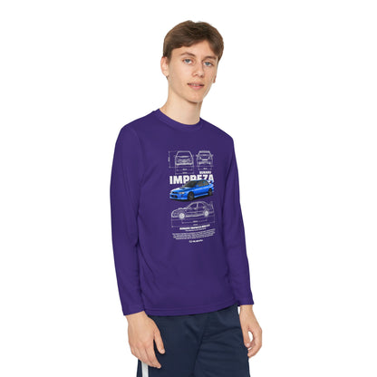 Subaru Impreza Youth Long Sleeve Tee - Coo l Car Design for Young Automotive Enthusiasts - CreativeRino