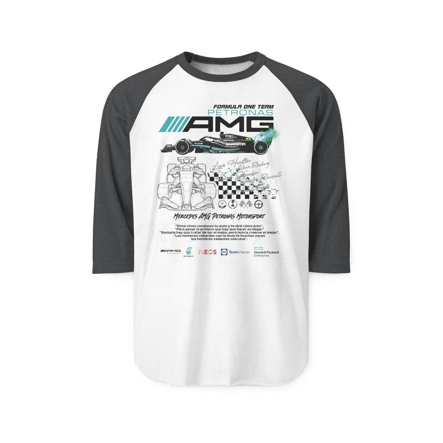 Formula F1 AMG Unisex Three-Quarter Sleeve Raglan T-shirt - CreativeRino