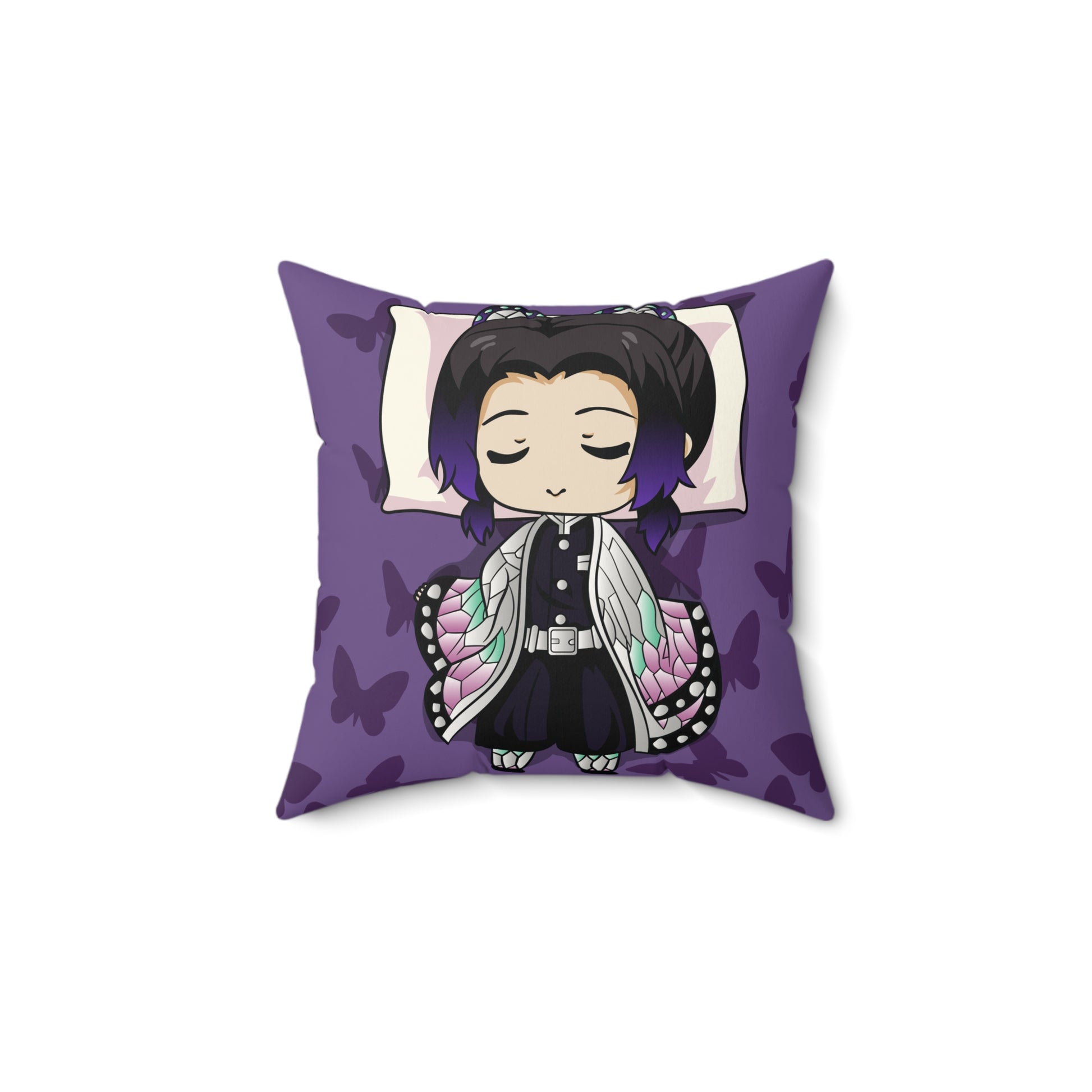 Demon Slayer Chibi Butterfly Dreamer Pillow - Cozy Faux Suede Cushion for Anime Lovers - CreativeRino