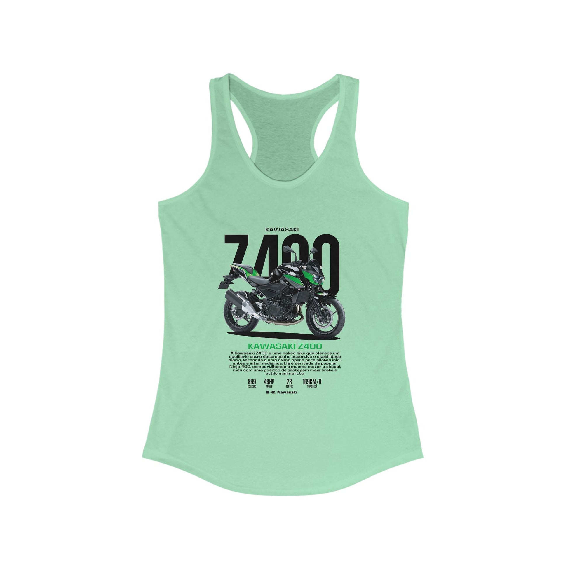 Kawasaki Z400 Racerback Tank for Women - Motorcycle Enthusiast Apparel - CreativeRino