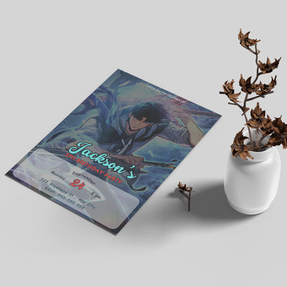 Solo Leveling Birthday Invitation Template - CreativeRino