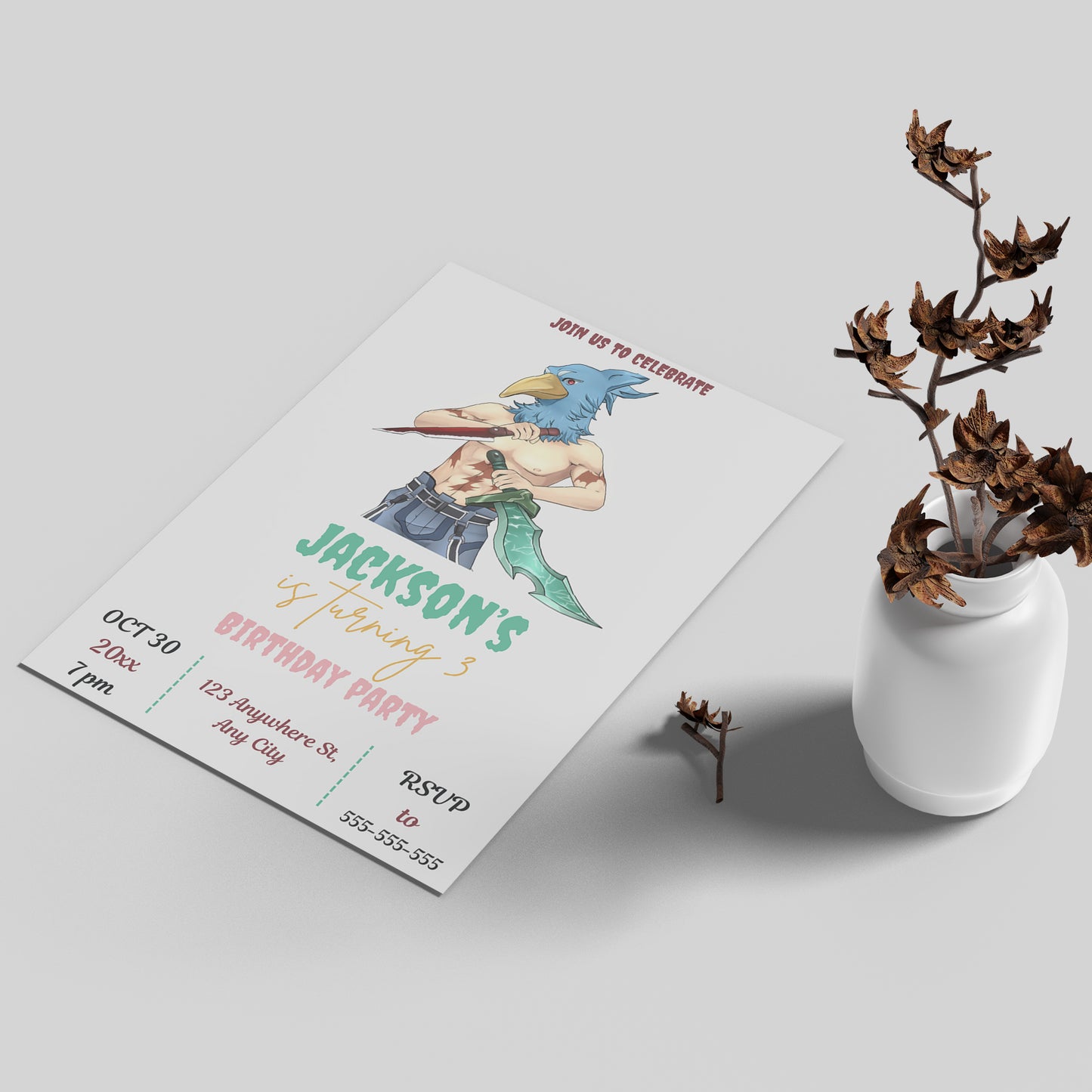 Shangri La Frontier Birthday Invitation Template