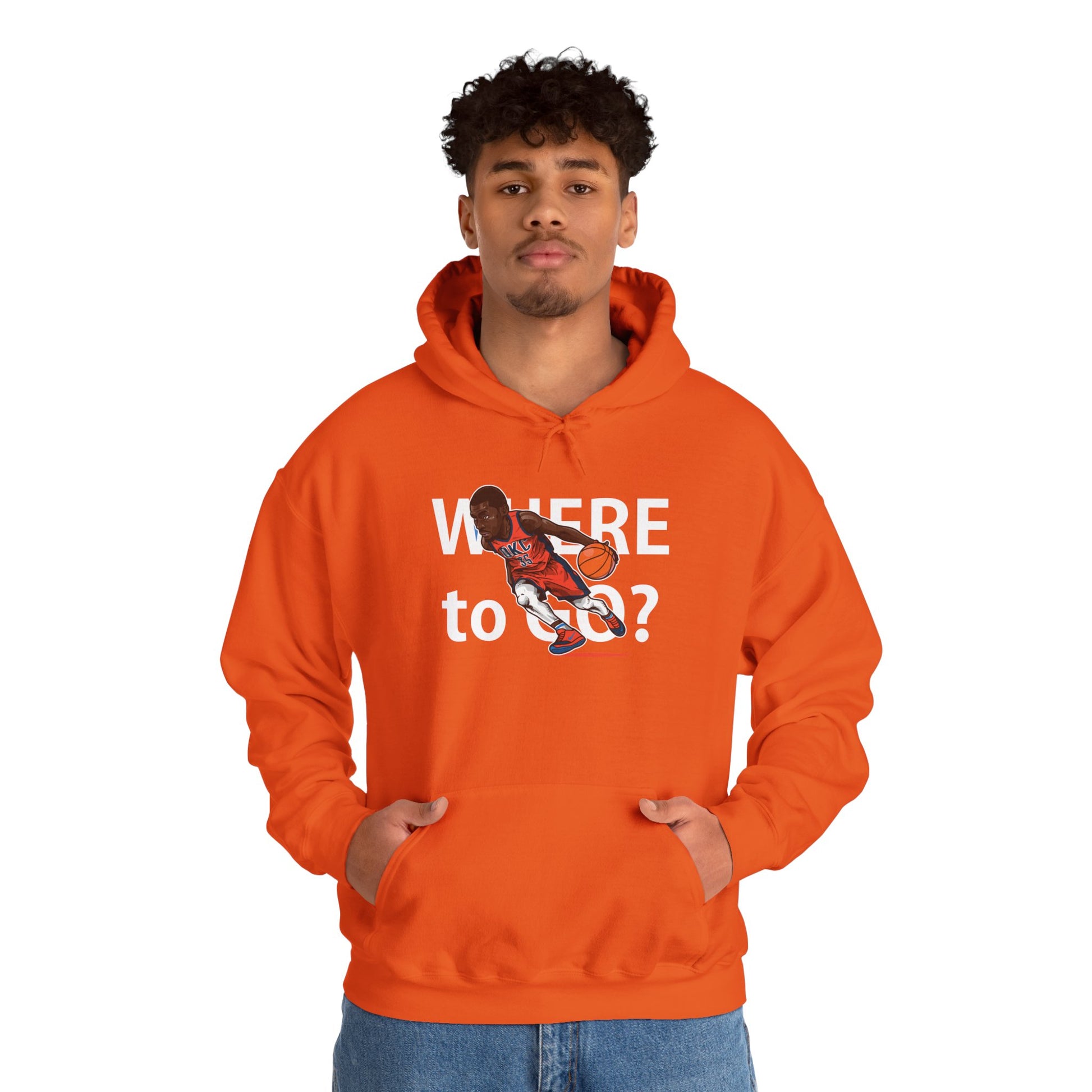 Basketball 'Where to Go?' Unisex Heavy Blend™ Hooded Sweatshirt - CreativeRino