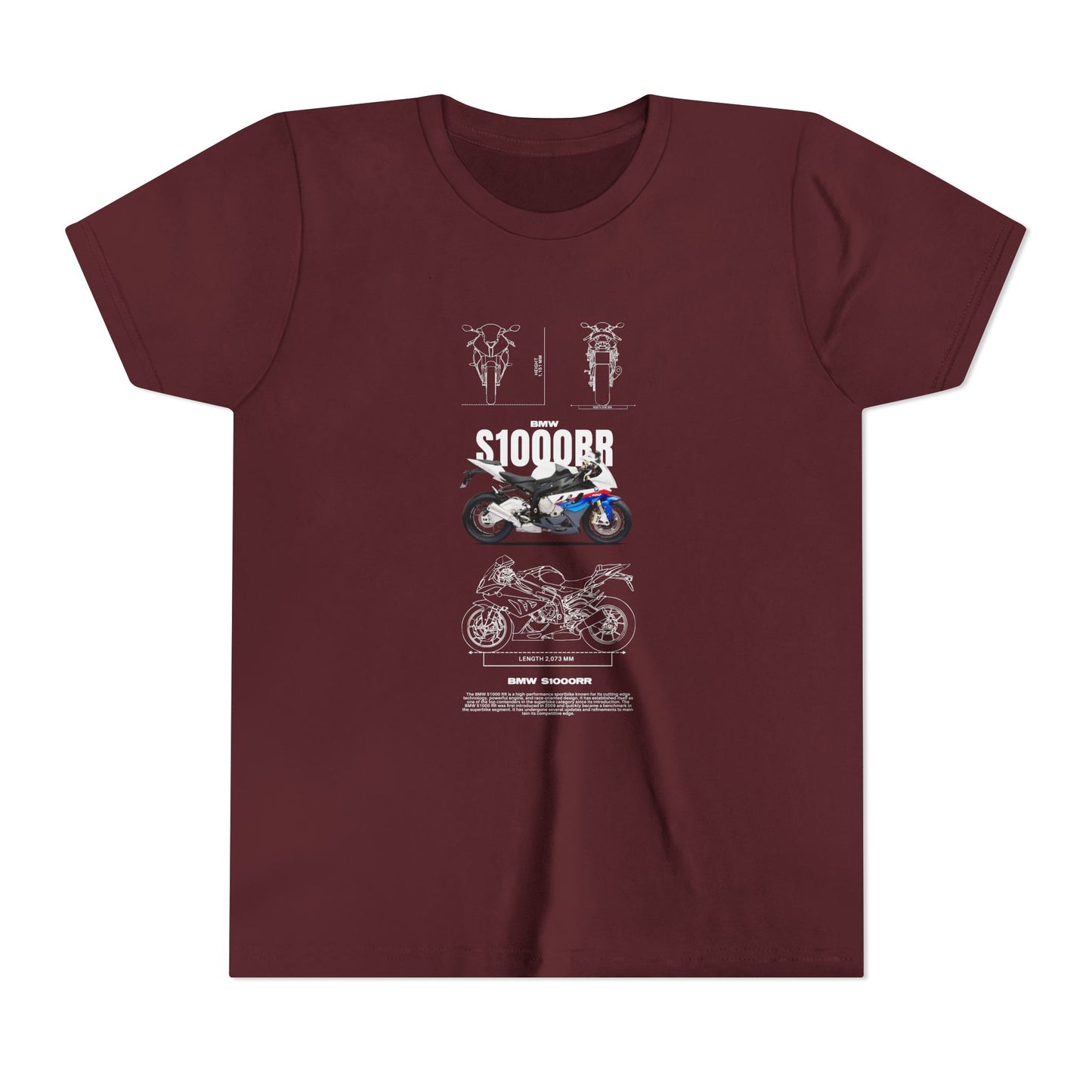 BMW S1000RR Youth Short Sleeve Tee - Cool Motorcycle Graphic T-Shirt - CreativeRino