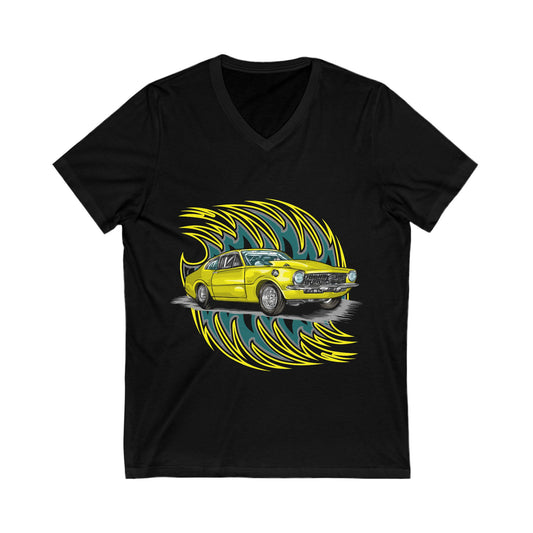 Retro Car Vibes Unisex V-Neck Tee - Perfect T-shirt for Auto Enthusiasts - CreativeRino