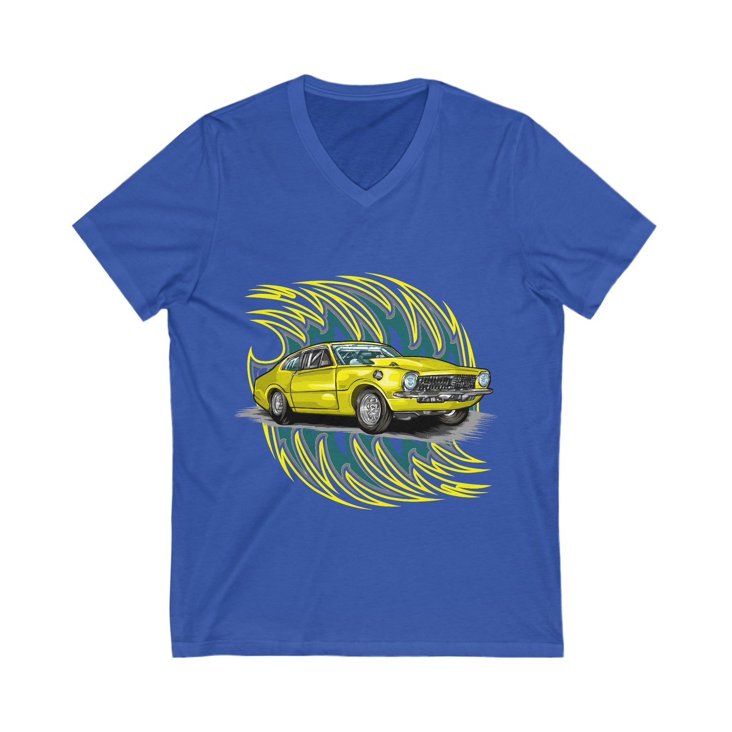 Retro Car Vibes Unisex V-Neck Tee - Perfect T-shirt for Auto Enthusiasts - CreativeRino